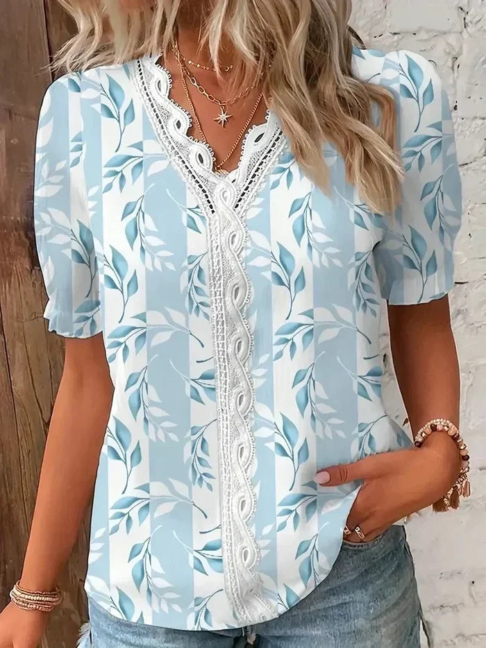 Joann™ | Floral Lace V-Neck Blouse
