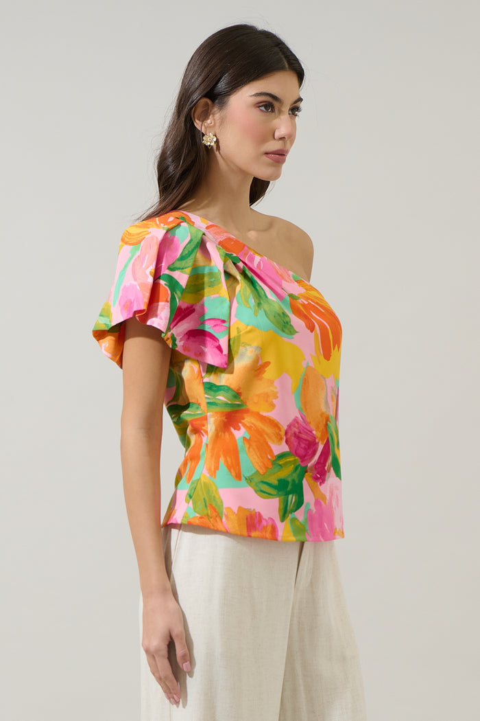 Jovana Floral Masie One Shoulder Blouse