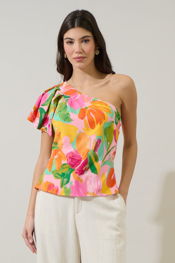 Jovana Floral Masie One Shoulder Blouse