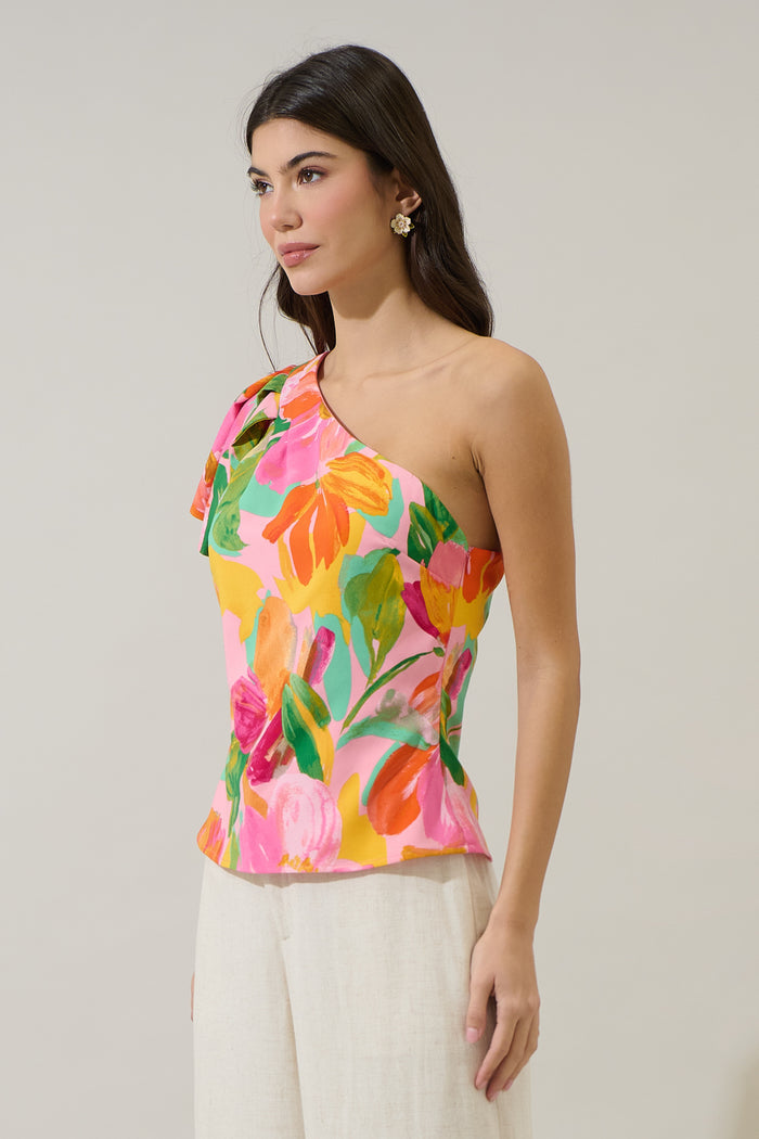 Jovana Floral Masie One Shoulder Blouse