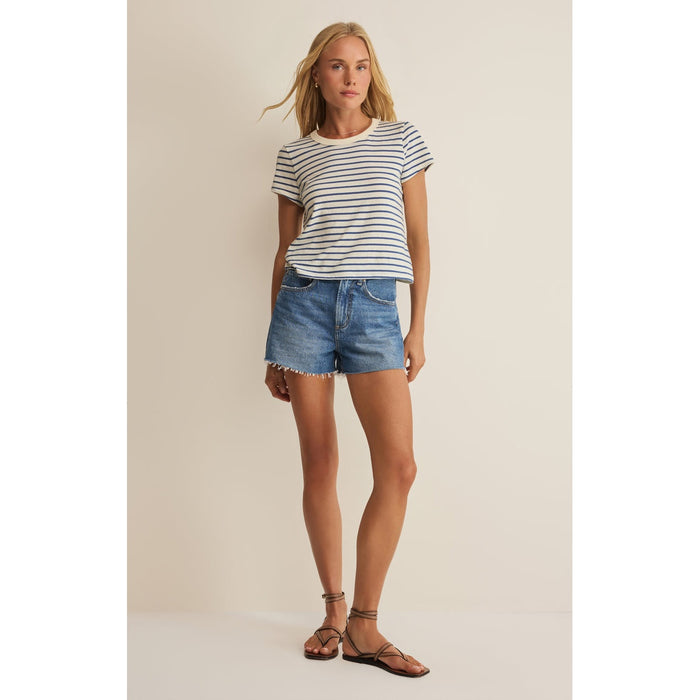 Junie Navy Striped Tee – Classic Cotton Crew Neck