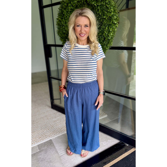 Junie Navy Striped Tee – Classic Cotton Crew Neck