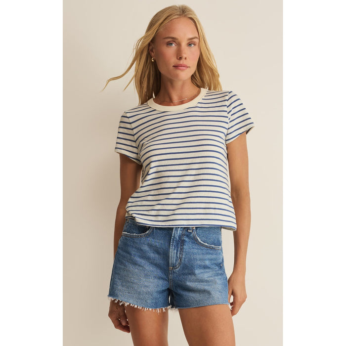 Junie Navy Striped Tee – Classic Cotton Crew Neck