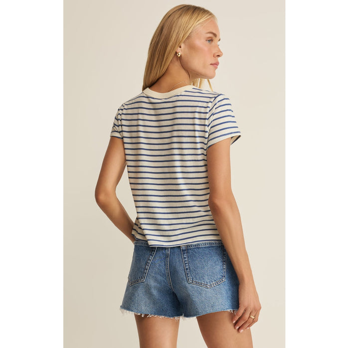 Junie Navy Striped Tee – Classic Cotton Crew Neck
