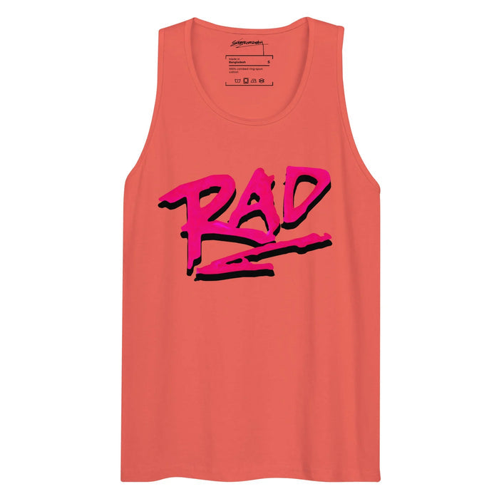 Just a Rad Men's Tank in Electric Cyan Pop. WRAP Certified, Eco-Certified Inks, Made-to-Order (Zero Overproduction).