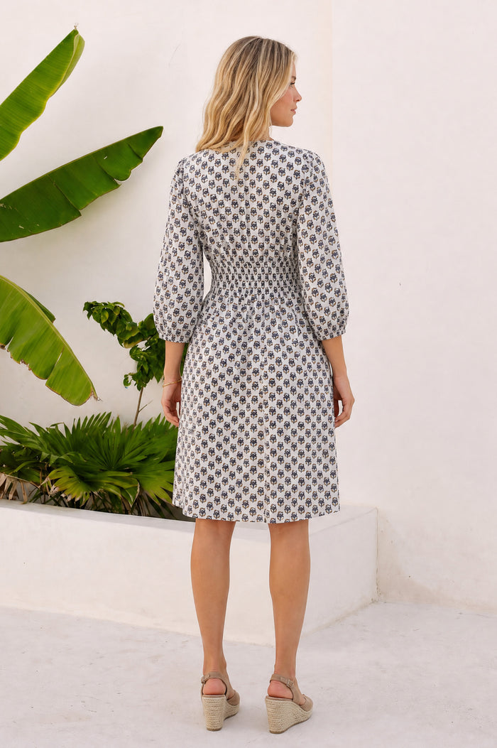 Jyoti Organic Cotton Short Dress | Jasmine Neutral