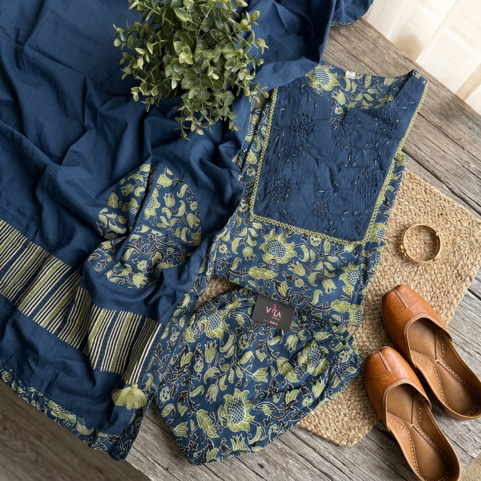 Kalamkari printed cotton suit set