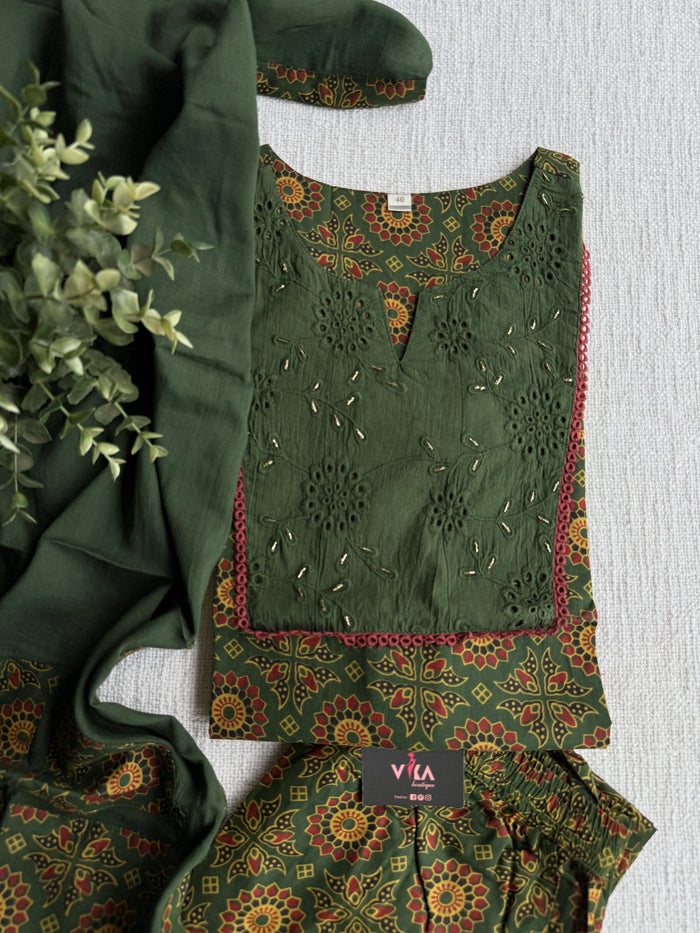 Kalamkari printed cotton suit set