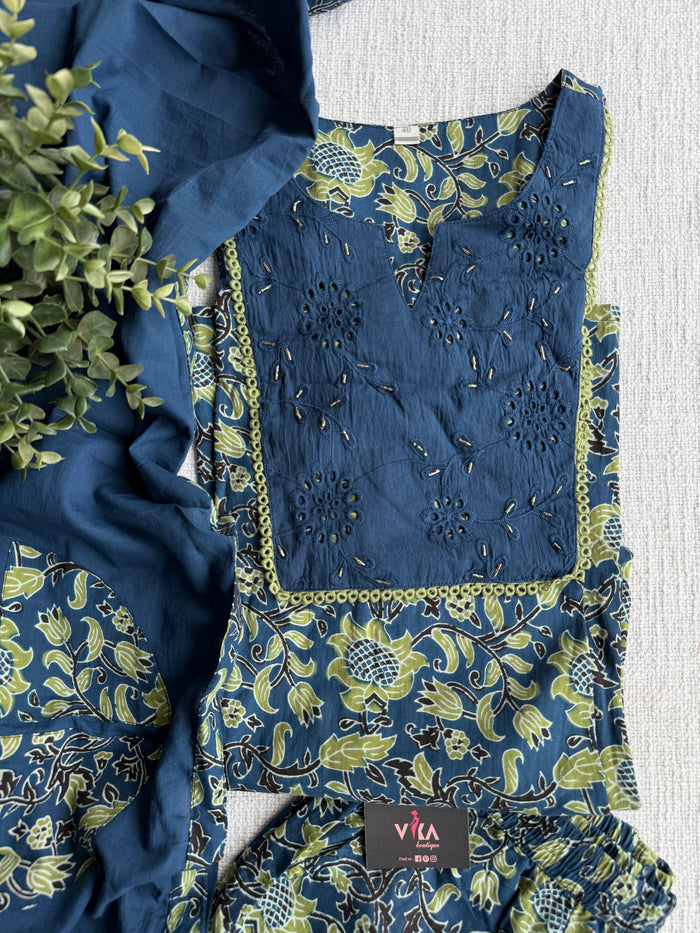 Kalamkari printed cotton suit set