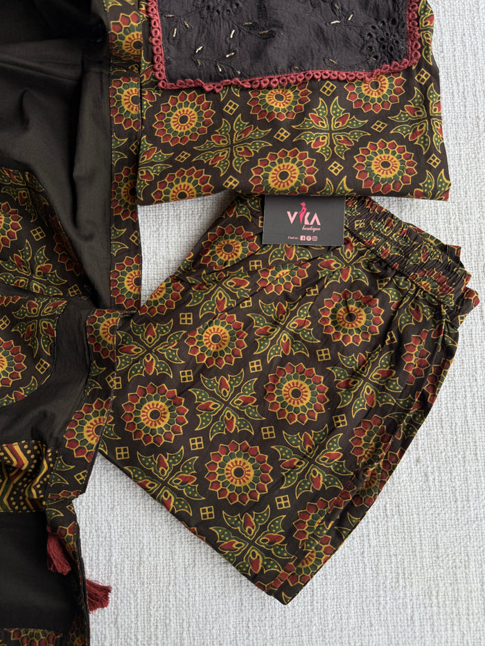 Kalamkari printed cotton suit set