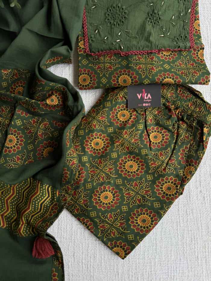 Kalamkari printed cotton suit set