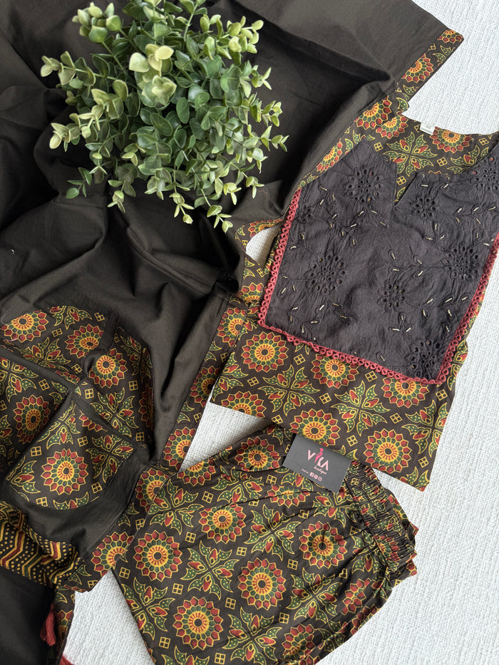 Kalamkari printed cotton suit set
