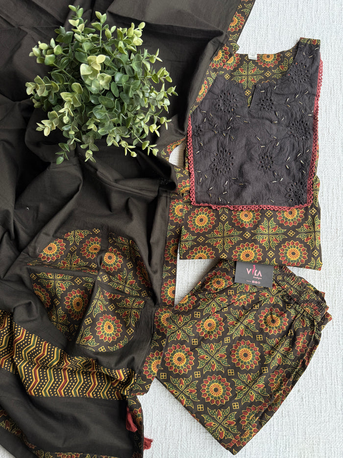 Kalamkari printed cotton suit set