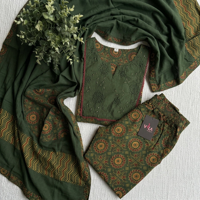 Kalamkari printed cotton suit set