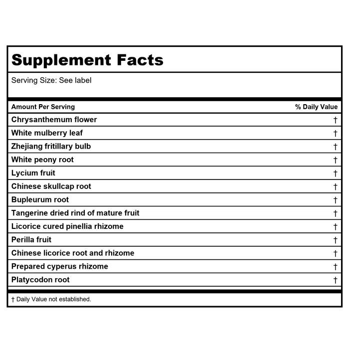 Kan Herb Chinese Modular Solutions Harmonize Metal & Wood 4 Ounce - Supplement Facts panel