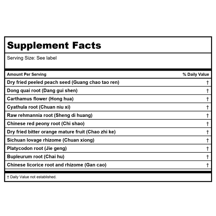 Kan Herb Essentials Blood's Palace 60 Tablets - Supplement Facts panel