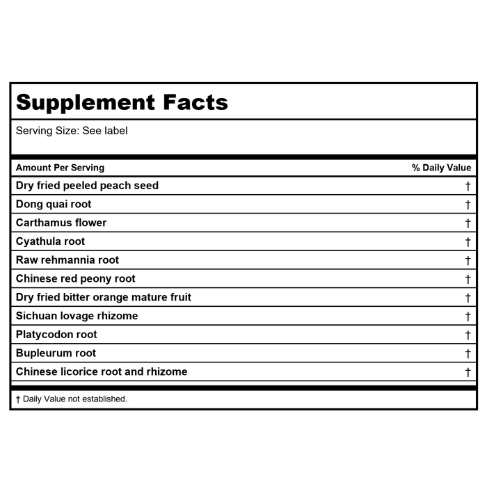 Kan Herb Essentials Blood's Palace 8 Fluid Ounce - Supplement Facts panel