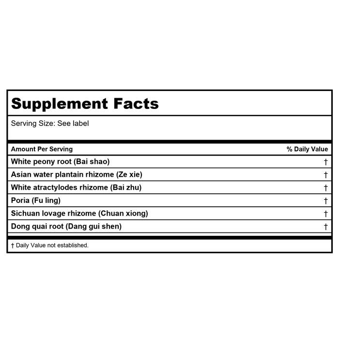 Kan Herb Essentials Dang GUI and Peony Support Formula 1 Ounce - Supplement Facts panel