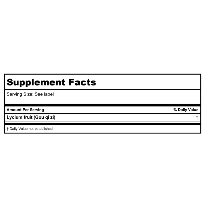Kan Herb Singles Lycii Fruit 1 Ounce - Supplement Facts panel