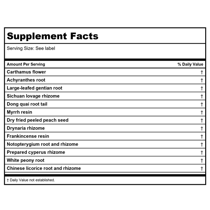 Kan Herbals Meridian Passage 120 Tablets - Supplement Facts panel