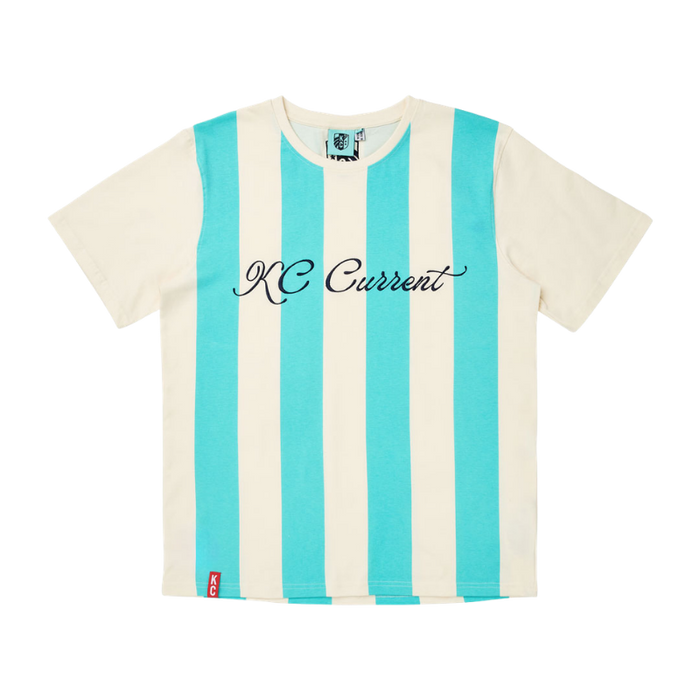 KC Current Unisex Vertical Teal Stripe T-Shirt