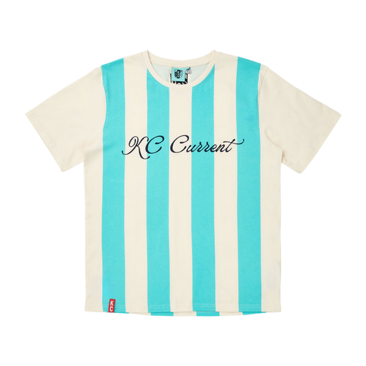 KC Current Unisex Vertical Teal Stripe T-Shirt