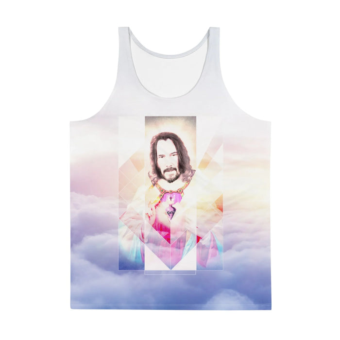 A realistic portrait of a recognizable bearded actor strikes a saint-like pose (hand raised in benediction), draped in ceremonial robes of magenta rose and soft teal. Contact us with accessibility feedback, we'd love to help!