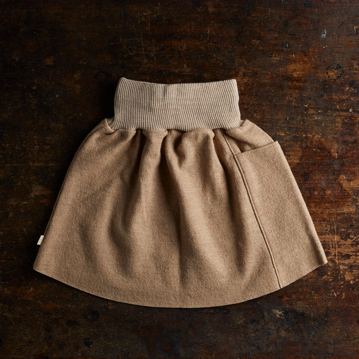 Kids Boiled Merino Wool Skirt - Caramel