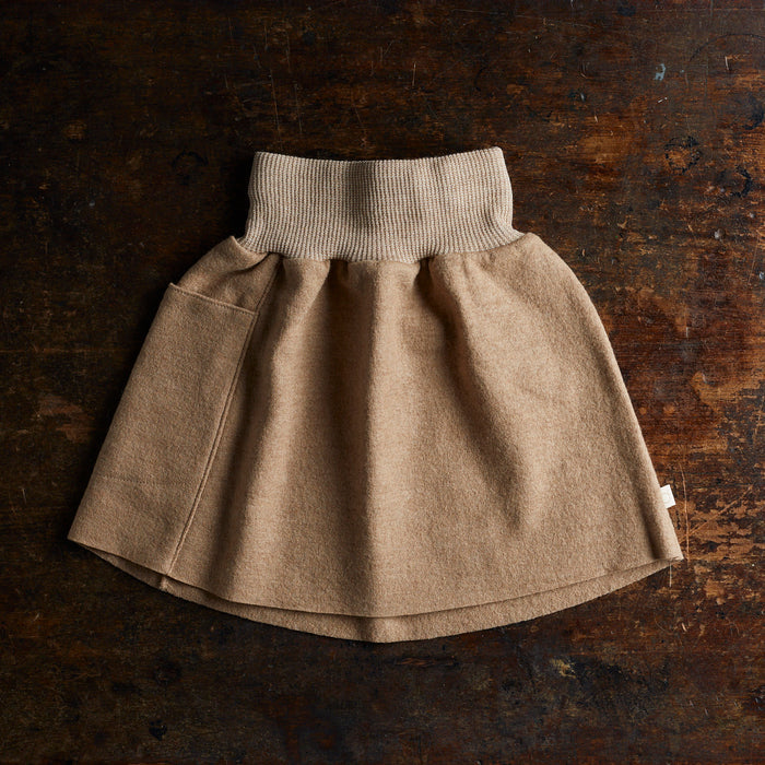 Kids Boiled Merino Wool Skirt - Caramel
