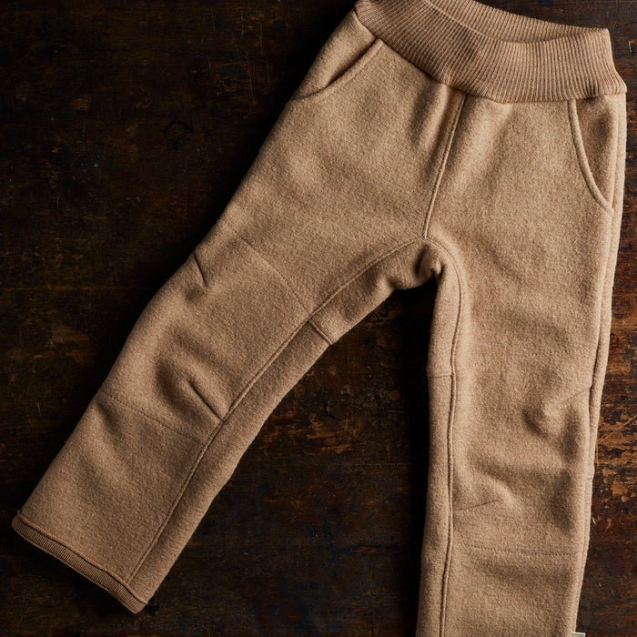 Kids Boiled Wool Pull On Trousers - Caramel