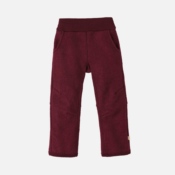 Kids Boiled Wool Pull On Trousers - Cassis