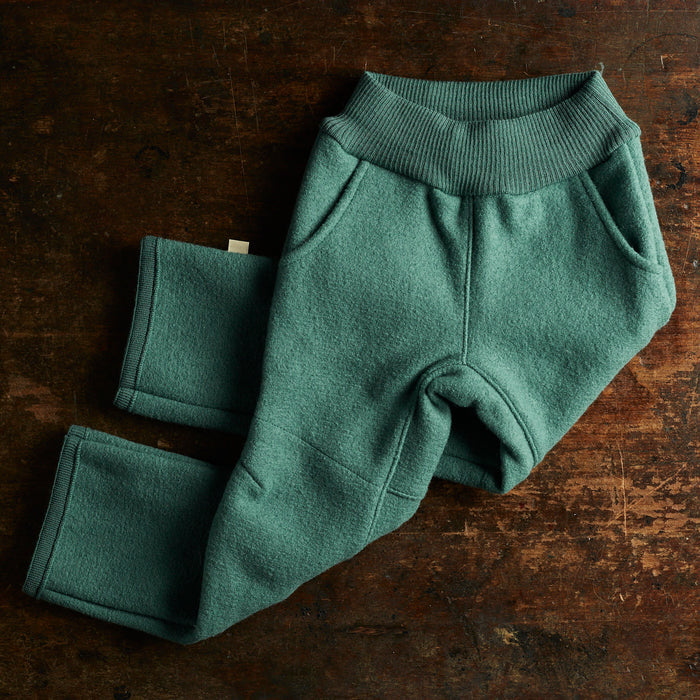 Kids Boiled Wool Pull On Trousers - Eucalyptus