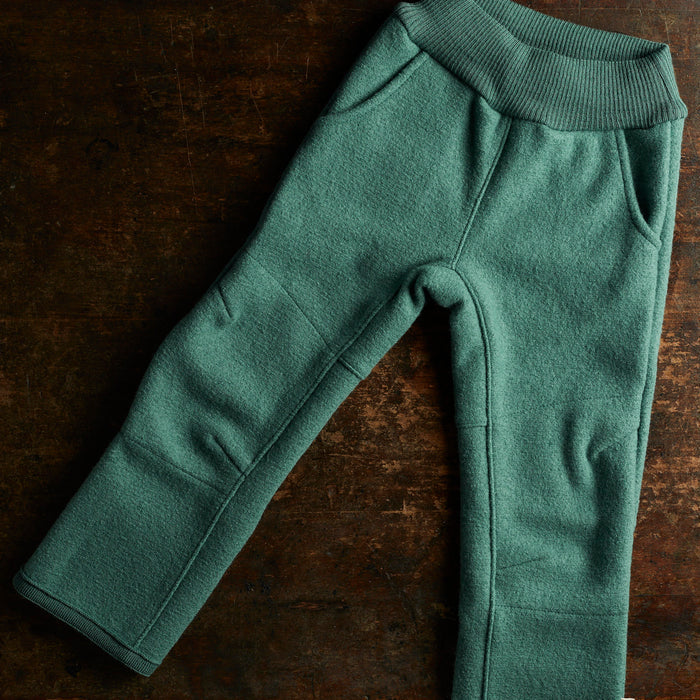 Kids Boiled Wool Pull On Trousers - Eucalyptus