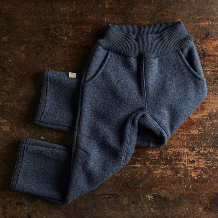 Kids Boiled Wool Pull On Trousers - Indigo