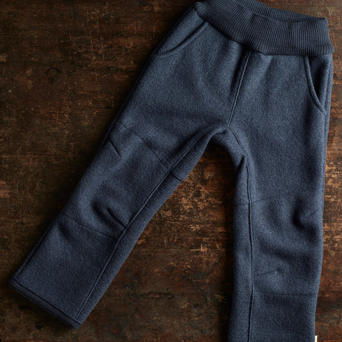 Kids Boiled Wool Pull On Trousers - Indigo