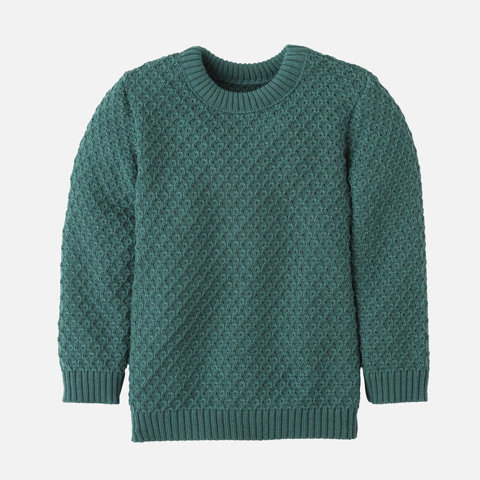 Kids Merino Wool Aran Jumper - Eucalyptus