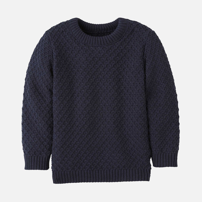 Kids Merino Wool Aran Jumper - Indigo