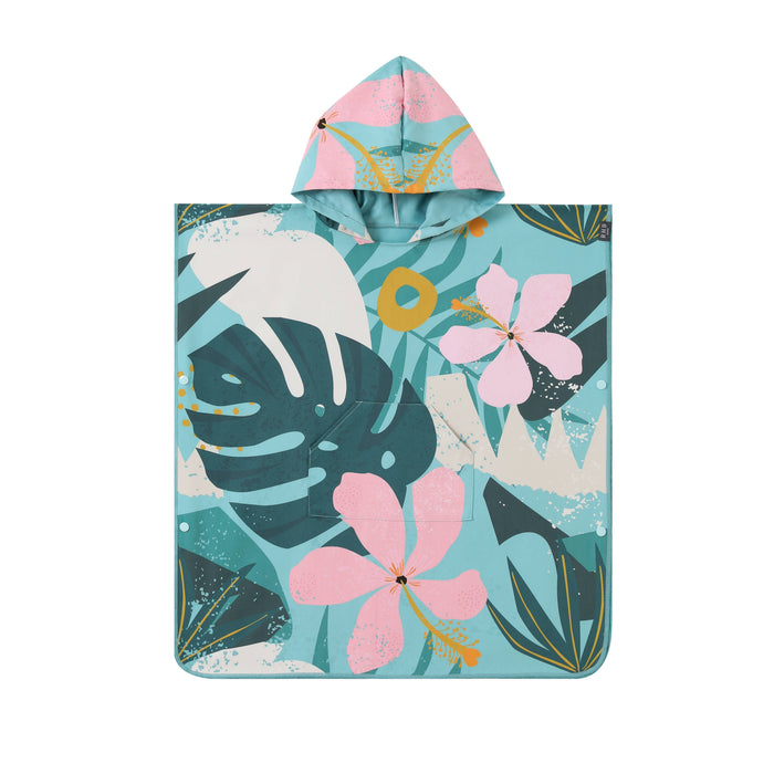 Kids Under Wave Palm Print Poncho