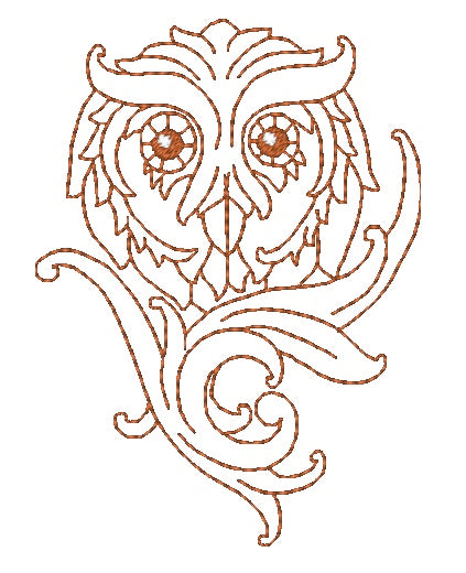 King Of Owls Redwork 11002 Machine Embroidery Designs