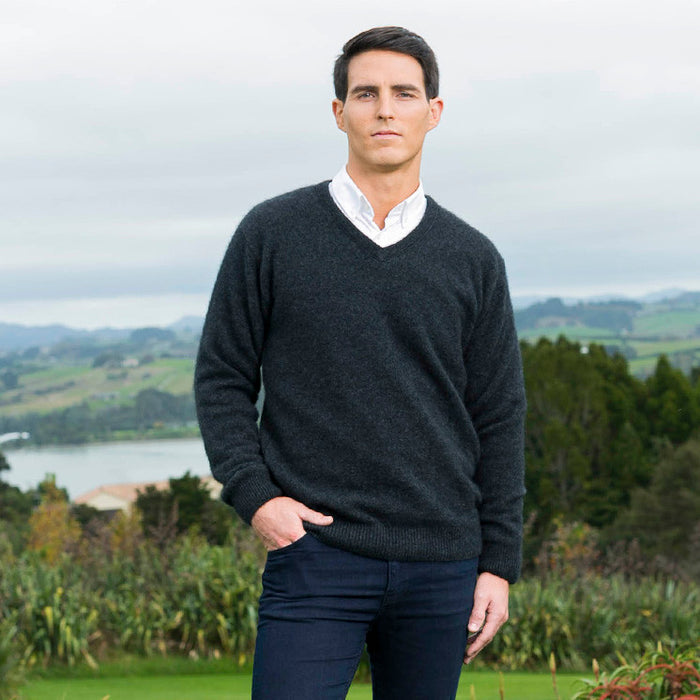 Koru - Men's V Neck Sweater (KO841)Charcoal
