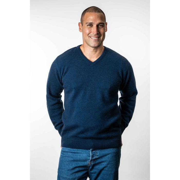 Koru - Men's Merino & Possum V Neck Sweater (KO841)Marine
