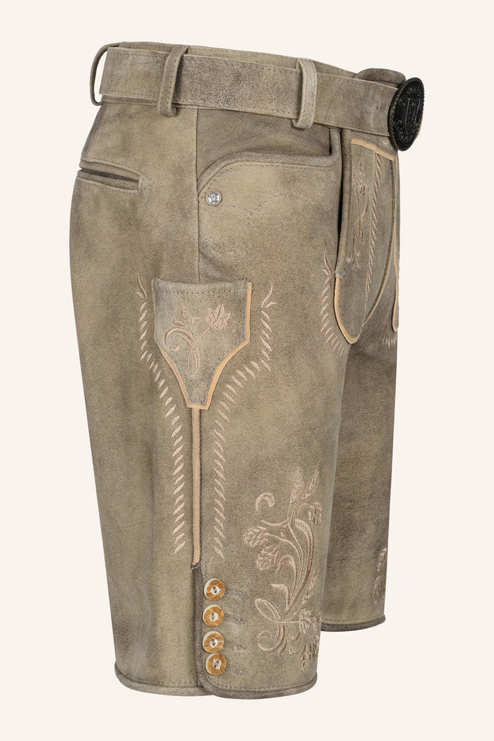 Kruger Ryann lederhosen beige, detail