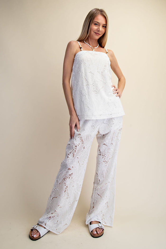 Lace Breeze Relaxed Top & Wide Leg Pants Set - SALE