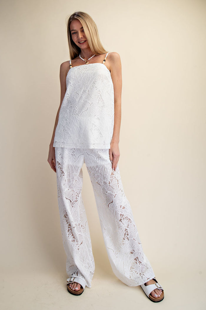 Lace Breeze Relaxed Top & Wide Leg Pants Set - SALE