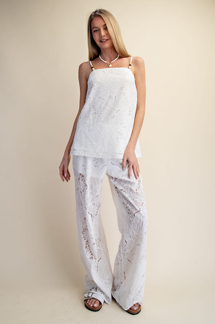 Lace Breeze Relaxed Top & Wide Leg Pants Set - SALE