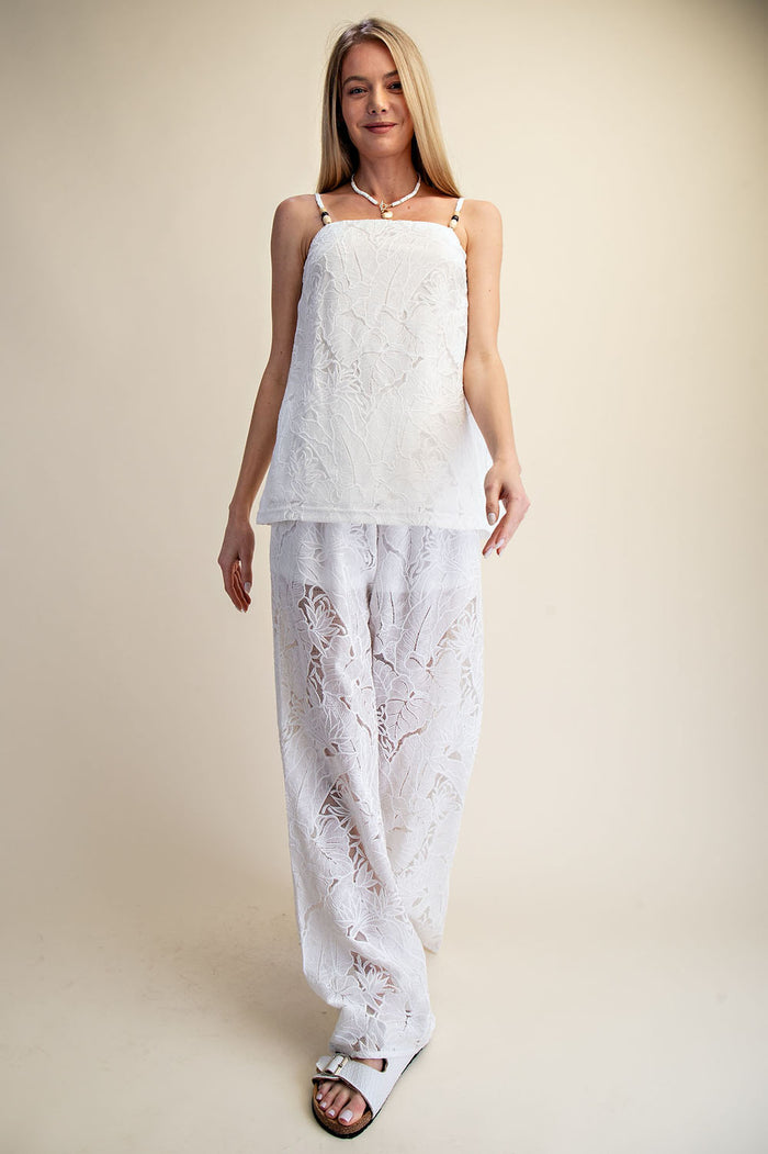 Lace Breeze Relaxed Top & Wide Leg Pants Set - SALE