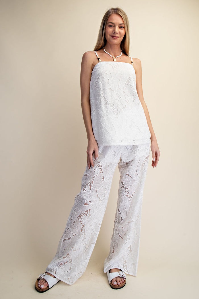 Lace Breeze Relaxed Top & Wide Leg Pants Set - SALE