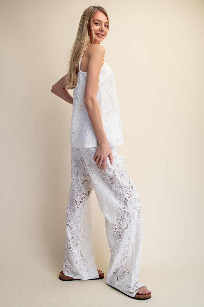 Lace Breeze Relaxed Top & Wide Leg Pants Set - SALE