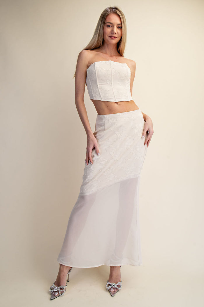 Lace Corset Top & Sheer Maxi Skirt Set - SALE