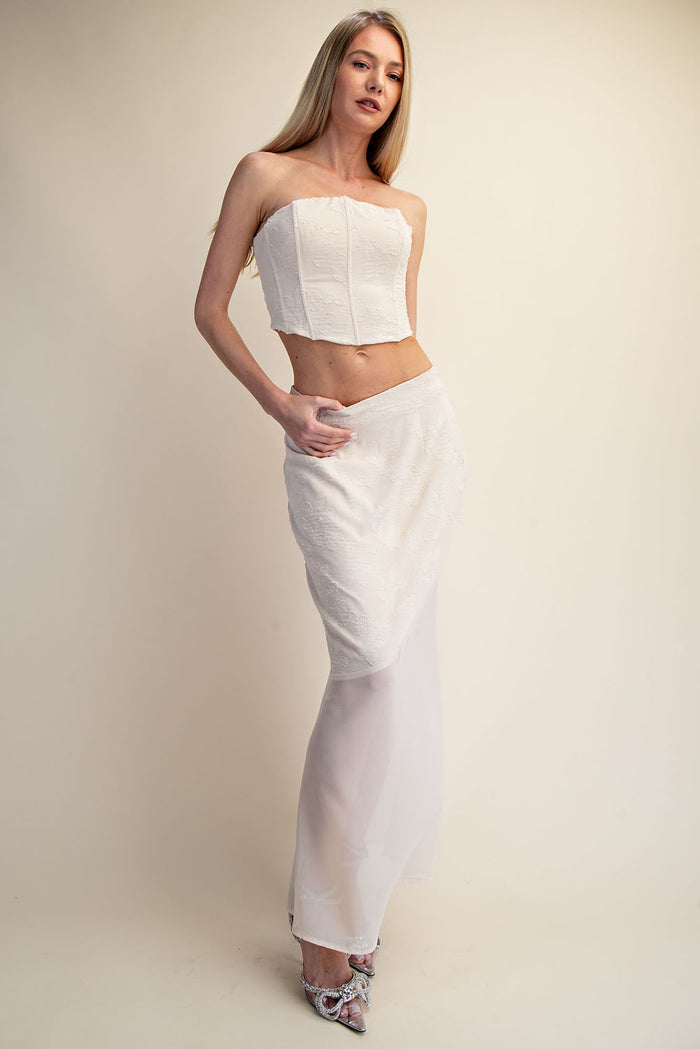 Lace Corset Top & Sheer Maxi Skirt Set - SALE
